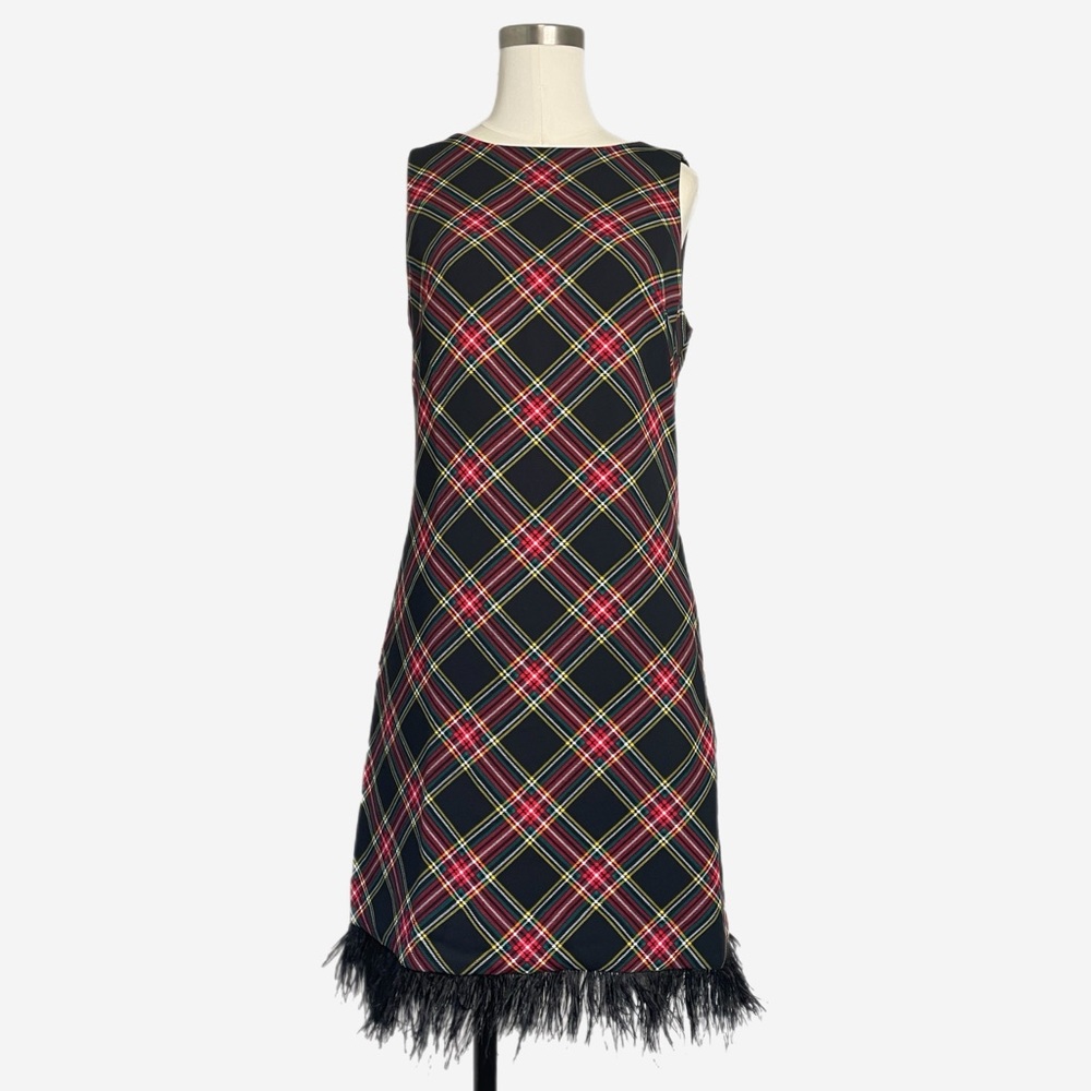 Jcrew Factory NWT tartan plaid feather mini dress Christmas formal preppy 4